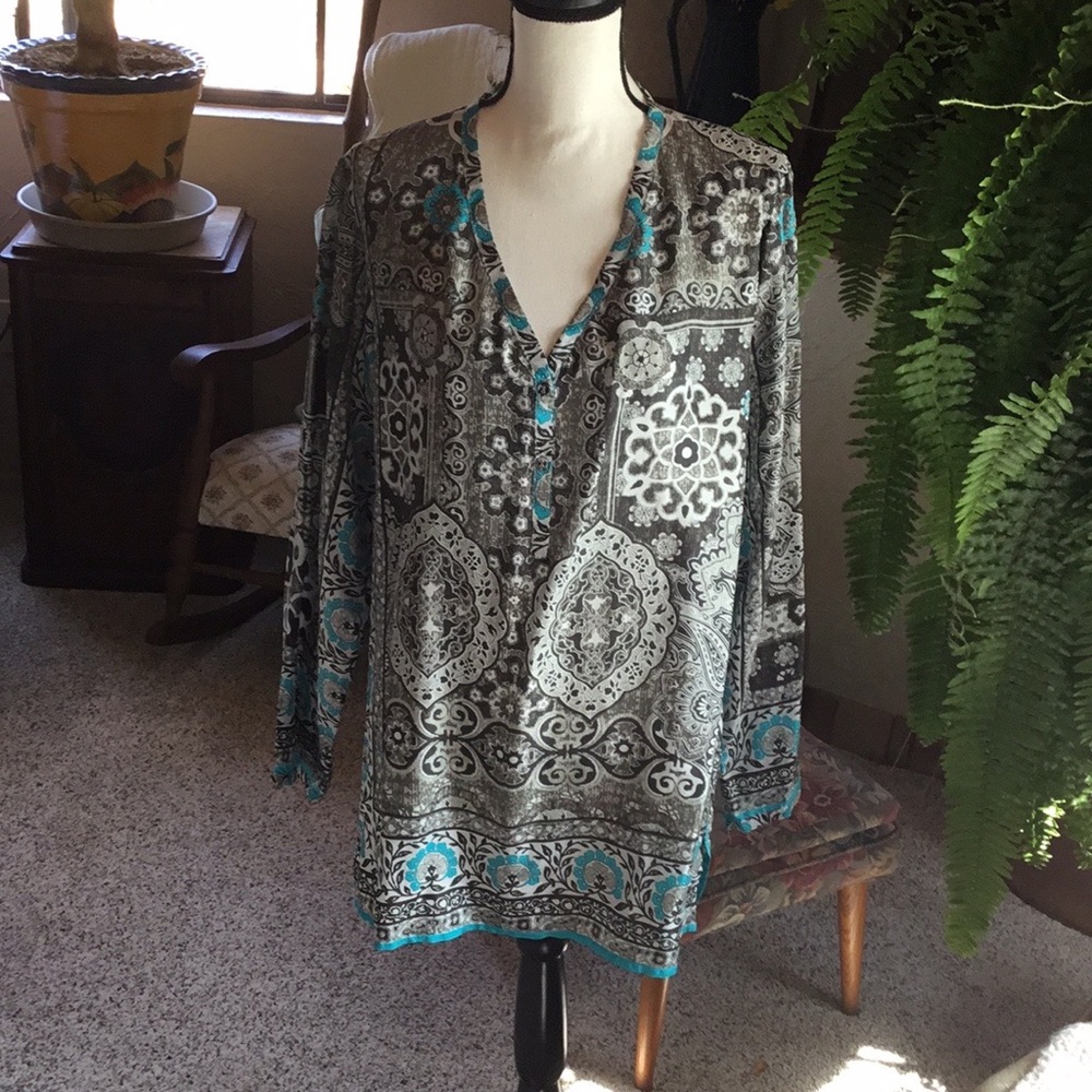 EUC Johnny Was Silk Blouse